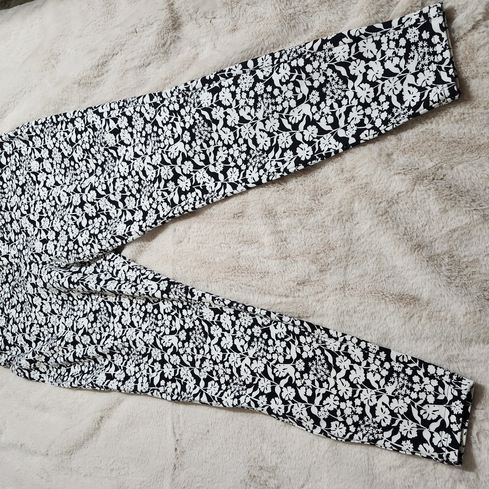 Floral Black and White Pants